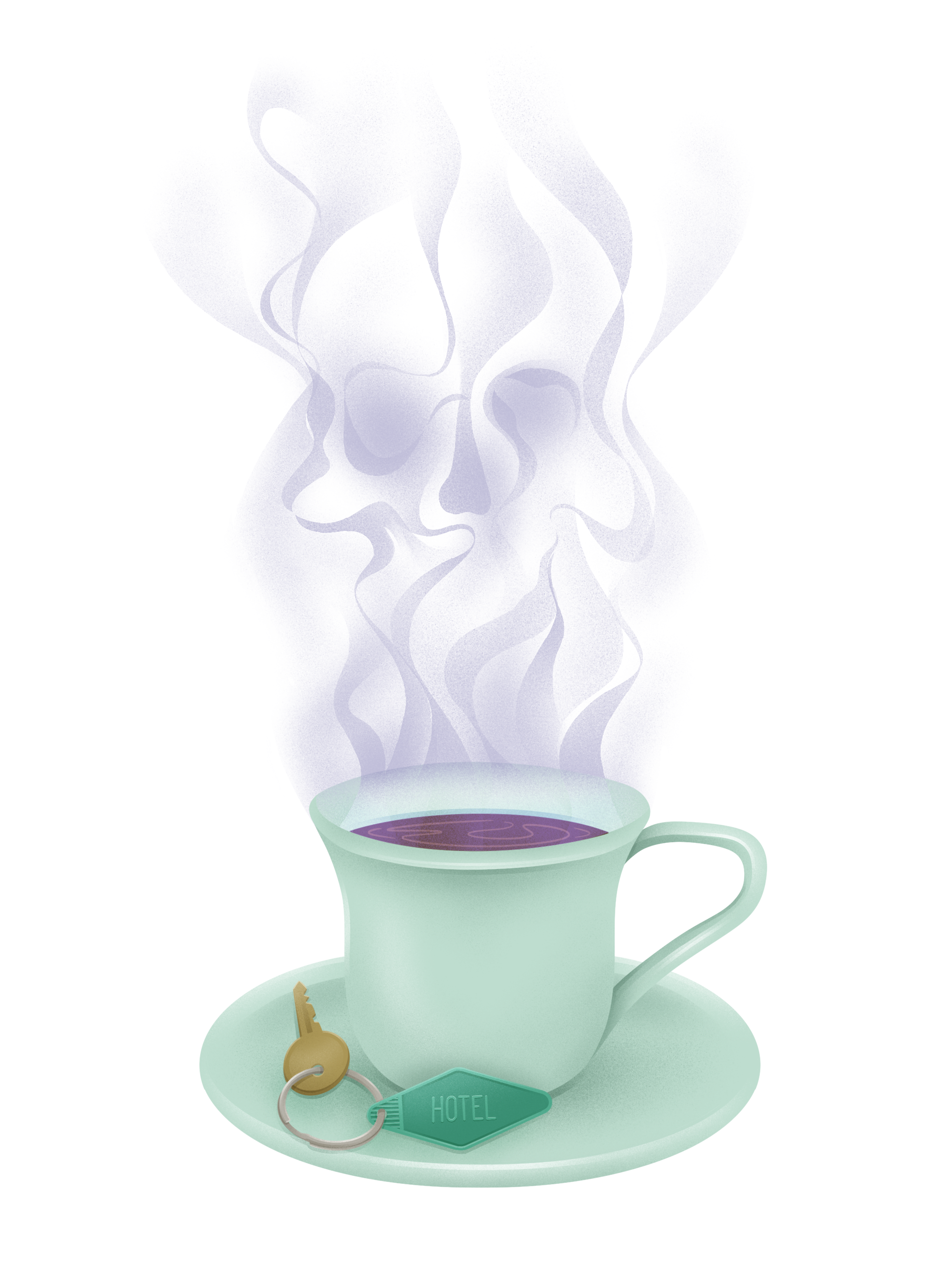 Editorial illustration inspired by the BBC’s article Cyanide teacups in Room 502: Mysetry of the Bangkok hotel deaths.