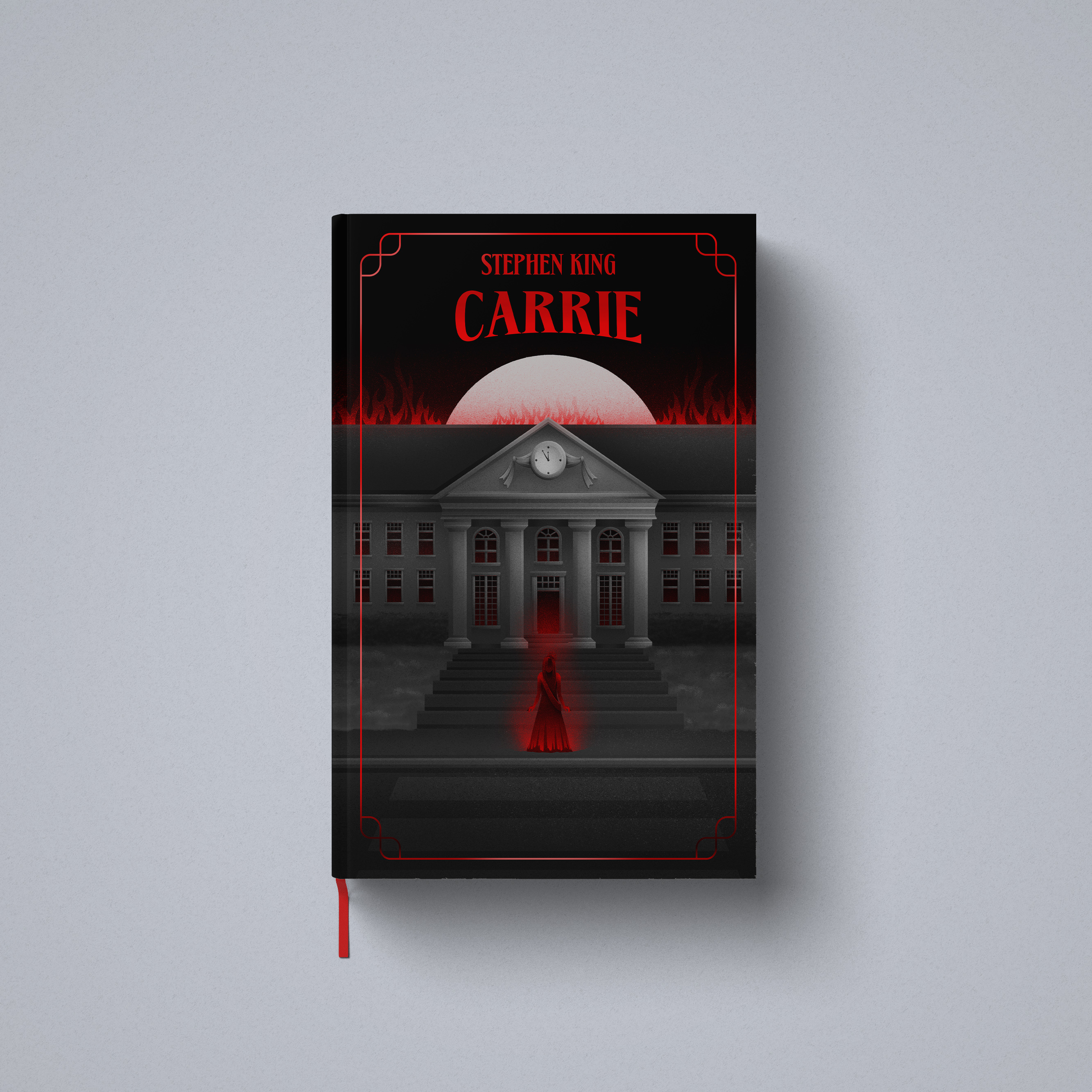 Mockup of a book cover design for Carrie by Stephen King