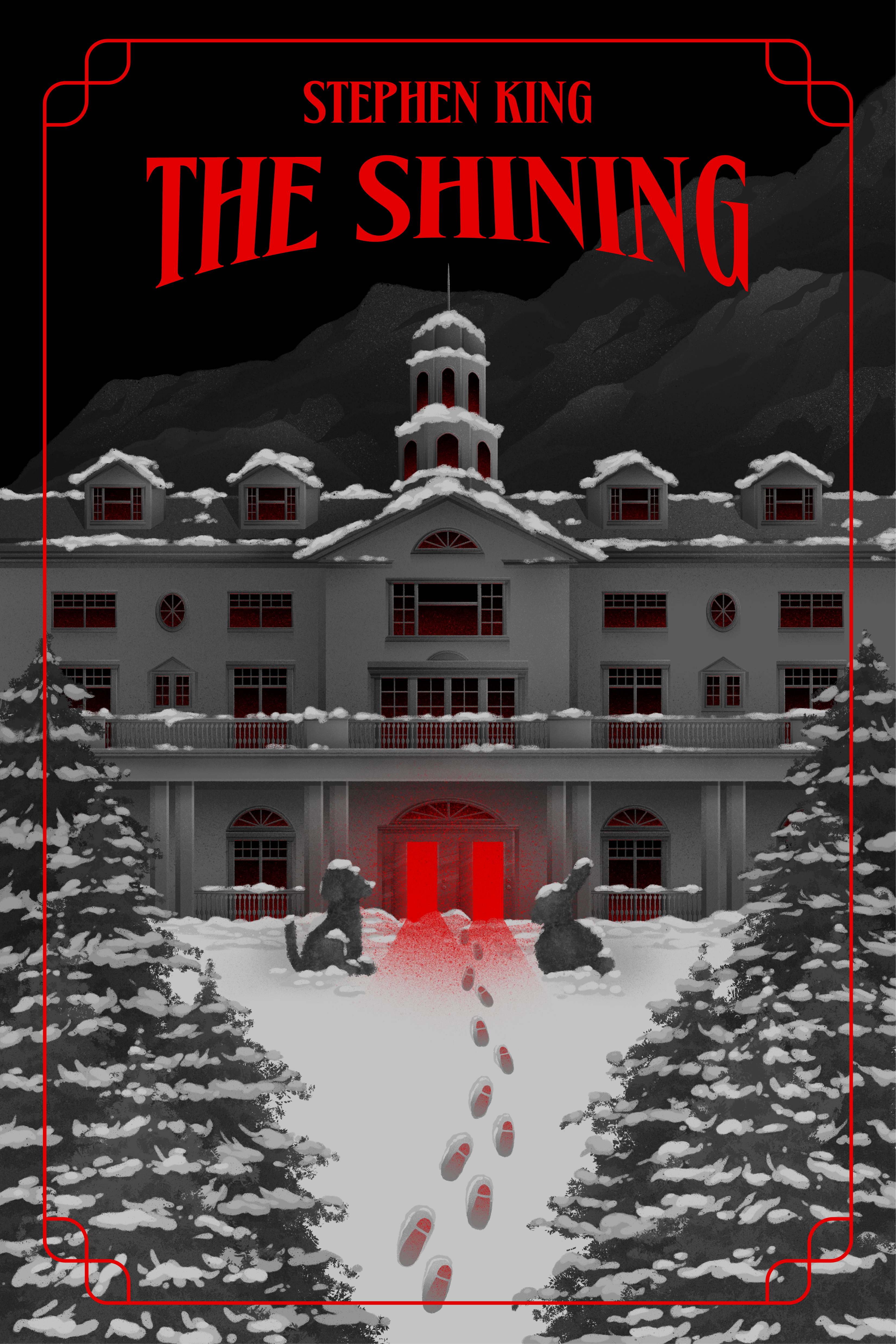 Book cover design inspired by Stephen King’s novel The Shining.