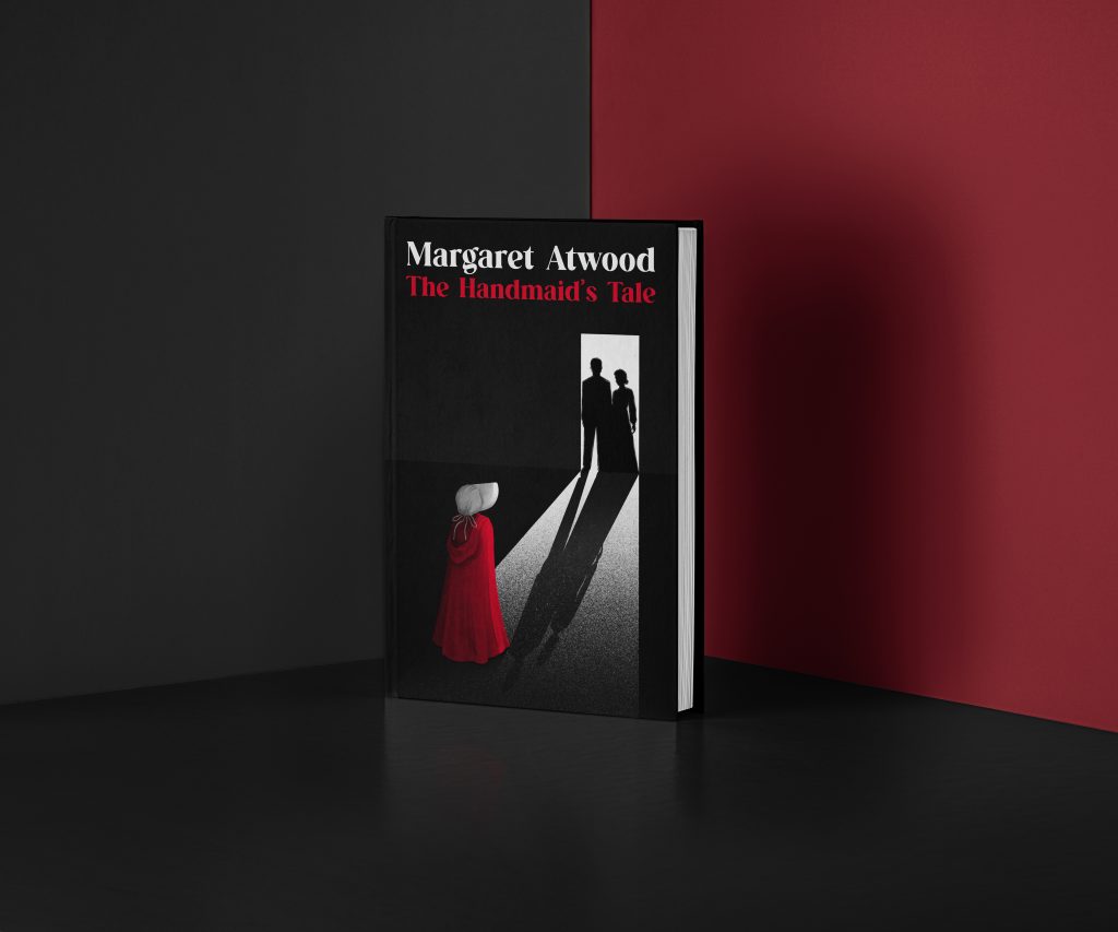 Mockup for illustrated Book Cover design for Margaret Atwood's novel "The Handmaid's Tale"